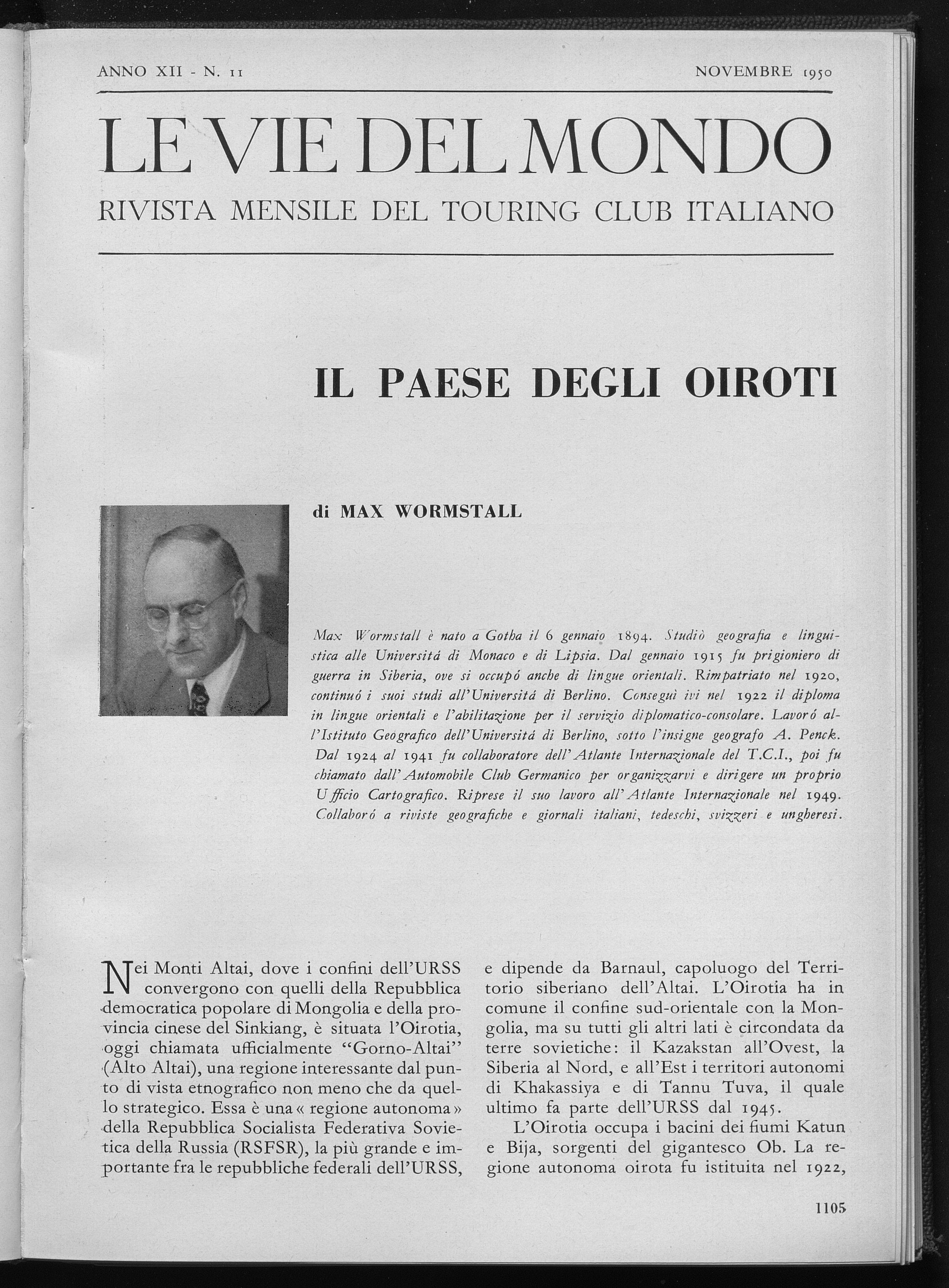 Il paese degli Oiroti, Vie del Mondo, novembre 1950