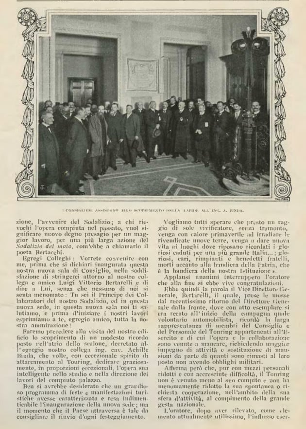 L'inaugurazione della sede alla presenza del Consiglio Direttivo del TCI, 11 novembre 1915