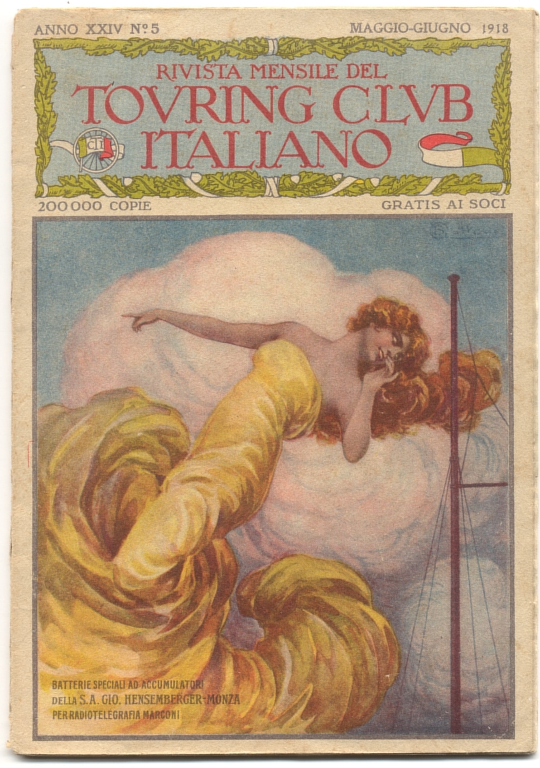 Rivista Mensile, marzo 1918: una copertina di Osvaldo Ballerio