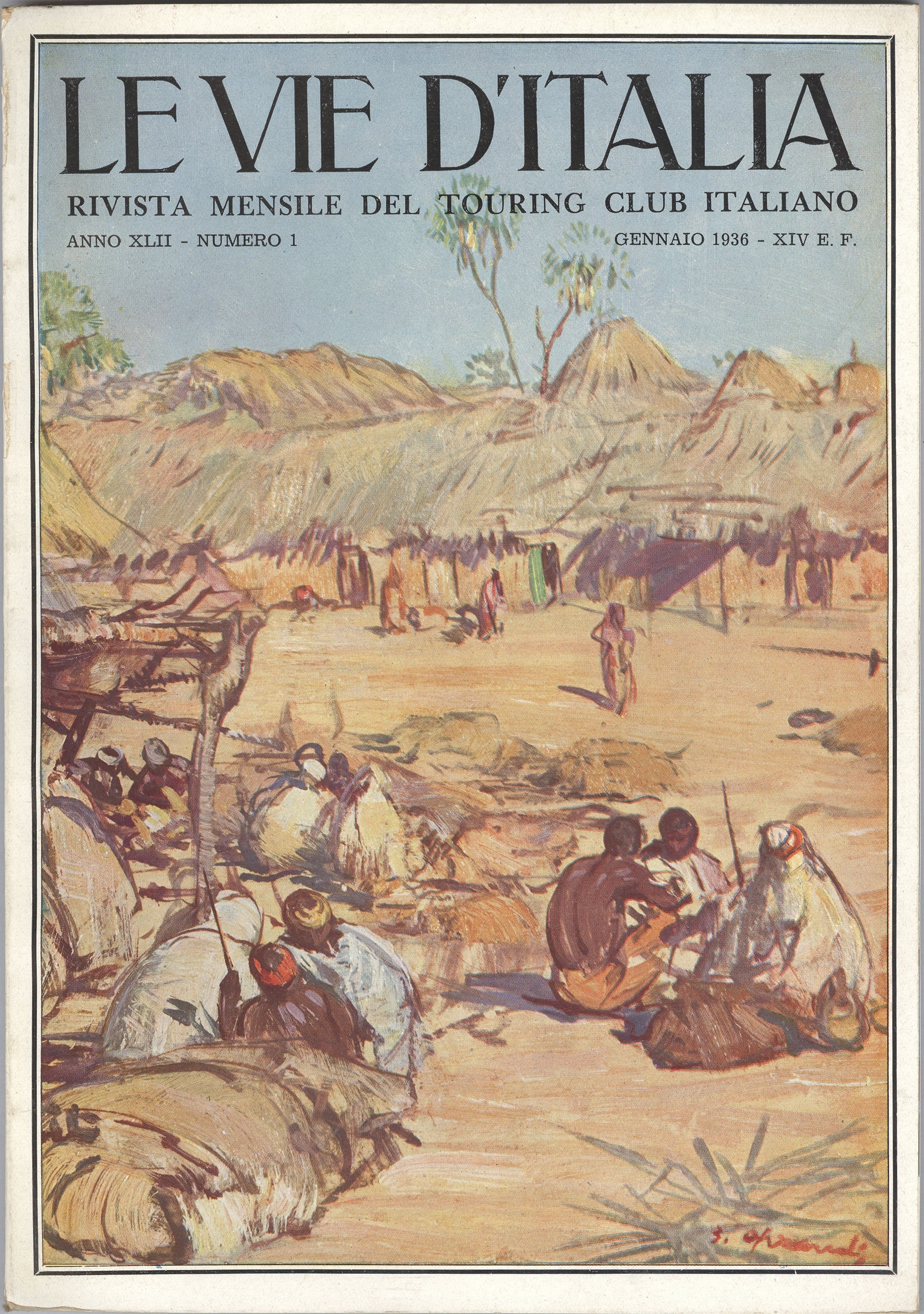 Vie d'Italia, gennaio 1936: le copertine non sono più pubblicitarie ma divengono pittoriche