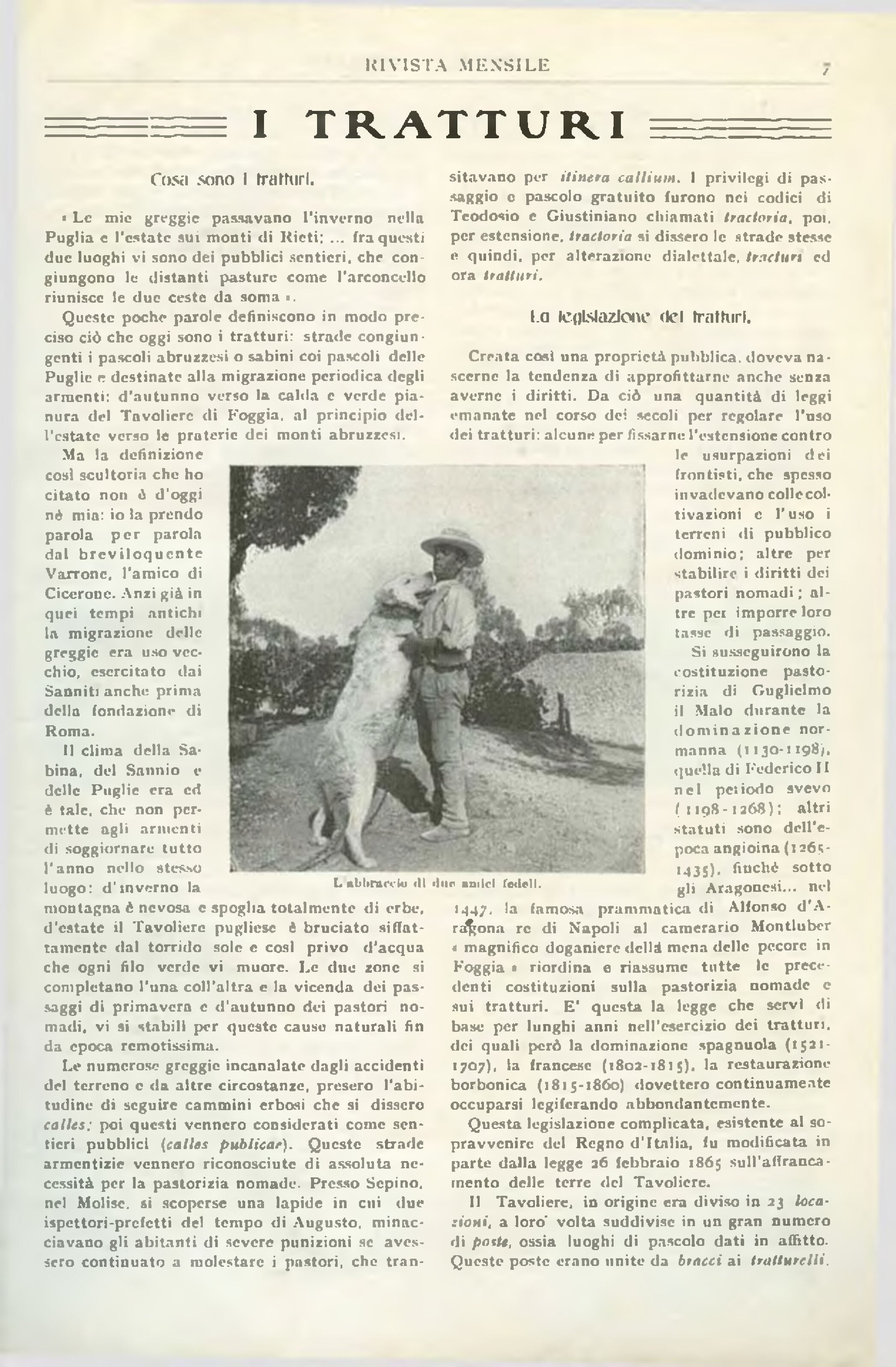 I tratturi, un articolo di Luigi Vittorio Bertarelli, Rivista Mensile, gennaio 1908
