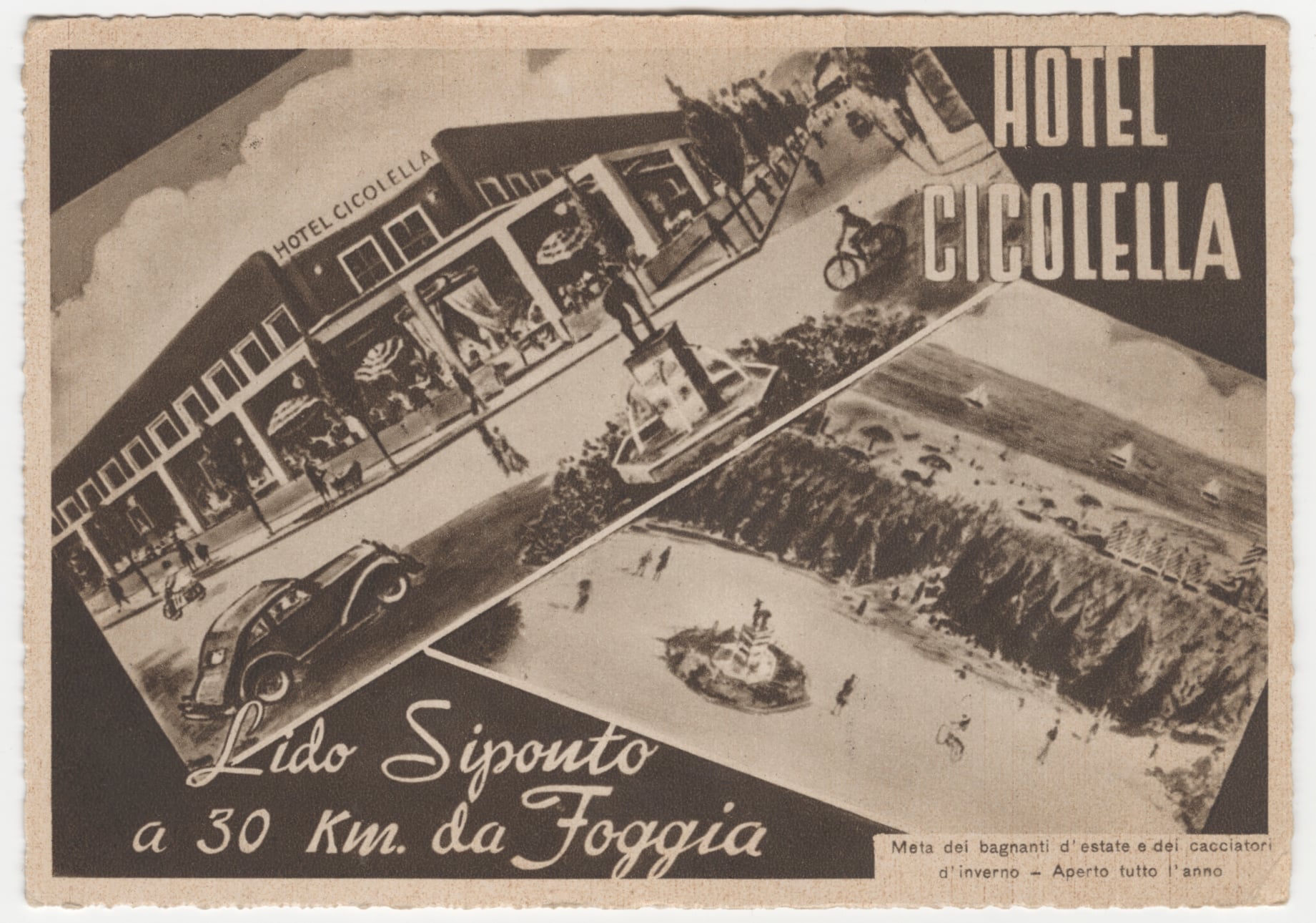 Hotel Cicolella, meta dei bagnanti d'estate e dei cacciatori d'inverno, ca. 1930